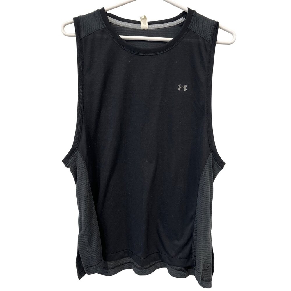 Under Armour Threadborne Microthread Sleeveless Tank Top Womens XL Black Sporty